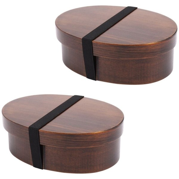 2X Wooden Lunch Boxes Food Containers Japanese Style Bento Lunchbox