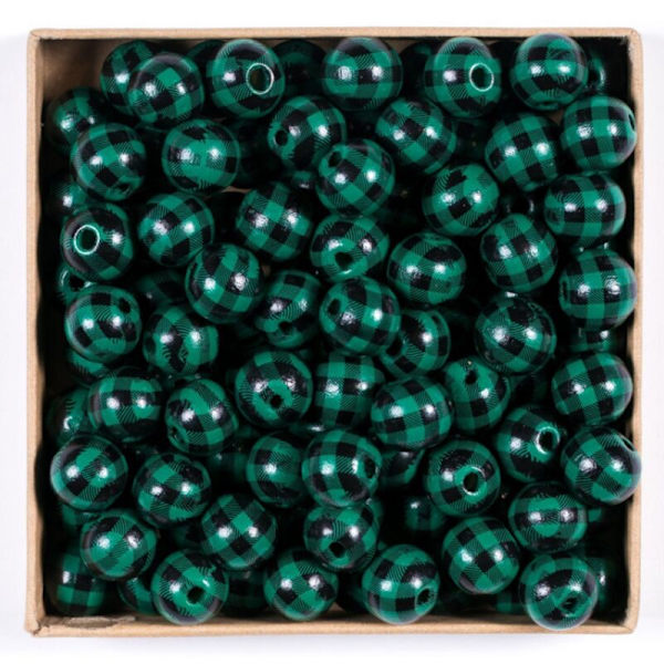 Ruutukuvioiset puuhelmet 16mm/0.63inch kiillotetut välimatkahelmet joulujuhlatarvikkeet DIY-koristeet kodinsisustus