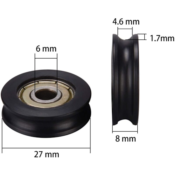 5 kpl Muoviset Uppotetut 626ZZ Ikkuna- ja Ovipyörät U-Uraohjainhihnapyörä 6278Mm Kuulalaakeri 3D-Tulostukseen