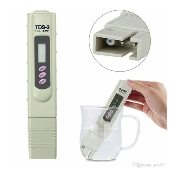 TDS Vandkvalitetsdetektor Vandkvalitetsanalysepen TDS-tester 0-9990 PPM (Hvid)