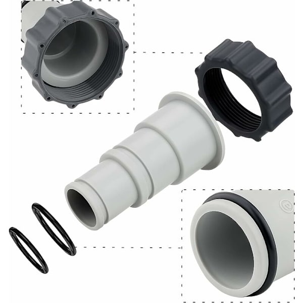 Pool Slange Adapter, 2 stk. Slange Adapter Pool Adapter A til Swimmingpool 32-38mm til Pumper Pool Tilbehør med Gevind, Tætningsring