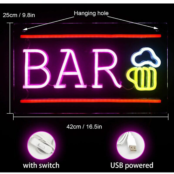 Öl Neon Skylt BAR Bokstav Neon Skylt 3D Konst LED Neon Vägglampa