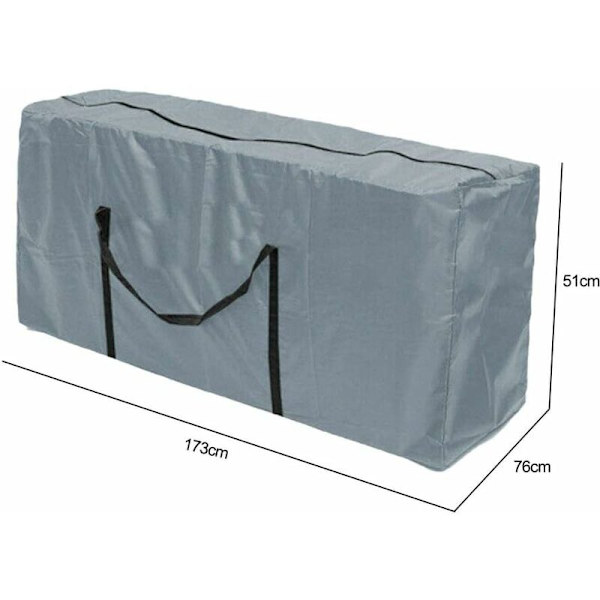 Oppbevaringspose for puter utendørs, grå, slitesterk, vanntett Oxford-stoff, hagemøbler, puter, oppbevaringspose med glidelås og håndtak 173 x 56 x 51 cm