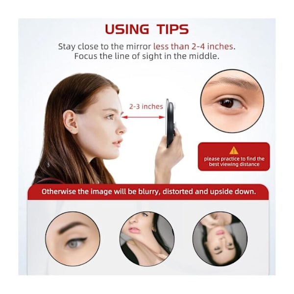 Forstørrelsesspejl, 20X Forstørrelsesspejl med sugekopper (16,2 cm rund) - Perfekt til makeup spejl - Hårfjerning - Fjernelse