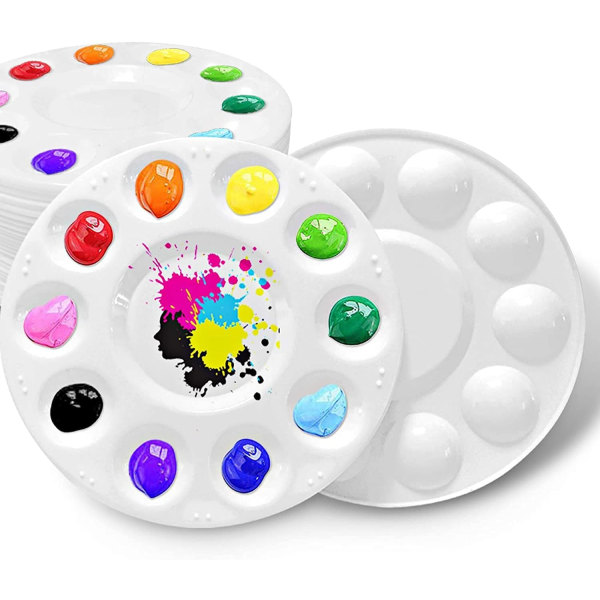 28-pack färgbricka plastpalett för barn att hålla cupcakes och konstmålningar
