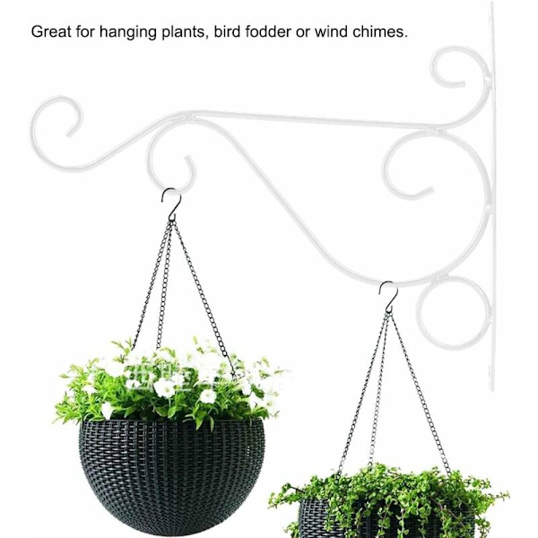Väggmonterad växtkrokfäste för trädgårdskorg lykta gräsmatta ljus blomkrukor 30 x 21 cm (vit)-