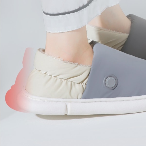 Fotvärmare USB uppvärmning bomullsskor Bärbara varmare skor (grå)