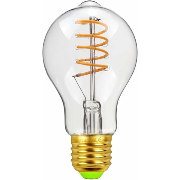 A60 Vintage Stil LED Lyspære 4W 220/240V E27 Transparent Spiral Filament LED Lyspære