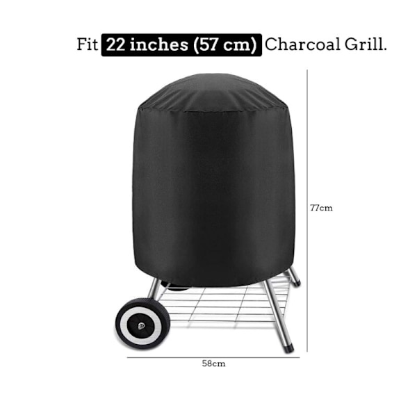 Grilldeksel i Kull, Vanntett Deksel for Utekullgrill, Rund Grilldeksel 5877cm, Svart (58 x 77cm)-DENUOTOP