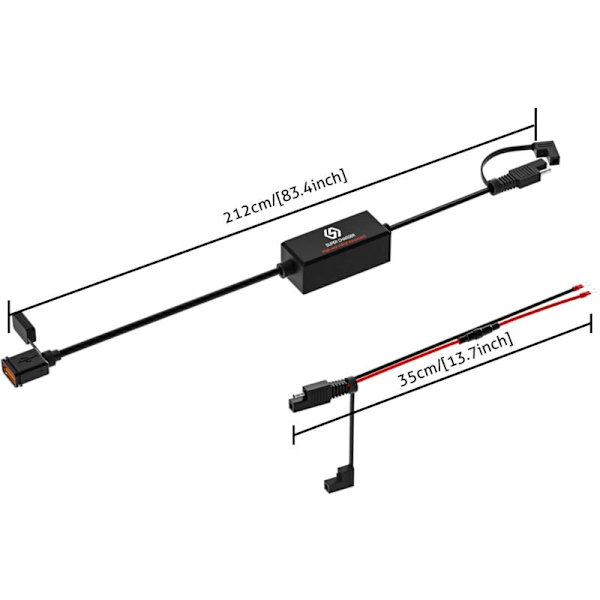 SAE till USB-adapterkabel för 10V-24V DC motorcykelladdare, QC3.0 vattentäta dubbla portar