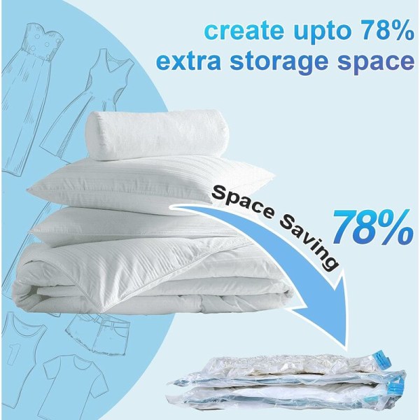 Vakuumförvaringspåsar Vakuum, 3-pack (60 x 80 cm) Vakuumpåsar för kläder, Återanvändbara vakuumförvaringspåsar för kläder, Sängkläder, Handdukar, Täcken