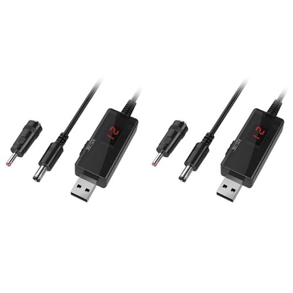 2x USB till 9V, 5V 12V Spänningshöjare, DC Boost-kabel 9V Spänningsomvandlare 1A Spänningshöjande Transformator Strömledning