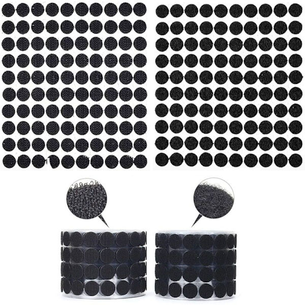 Pyöreät liima-tarrat, 200 kpl 20 mm naarmuuntumattomat pyöreät tarrat kotiin, kouluun, toimistoon DIY (100 paria) musta