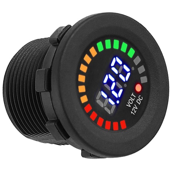 Motorcykelbil LED Digital Display Voltmeter 12V Vattentät Spänningsmätare Svart Ny