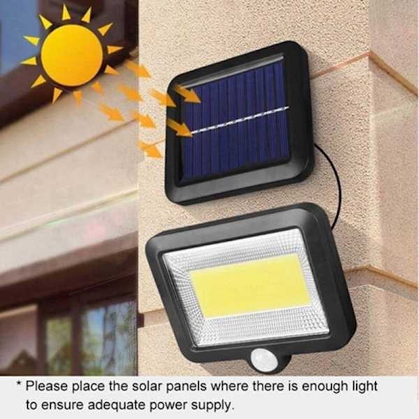 100 LED COB Vattentät IP65 Super Solcells Rörelsesensor Vägglampa Utomhus Trädgård Hög Ljusstyrka