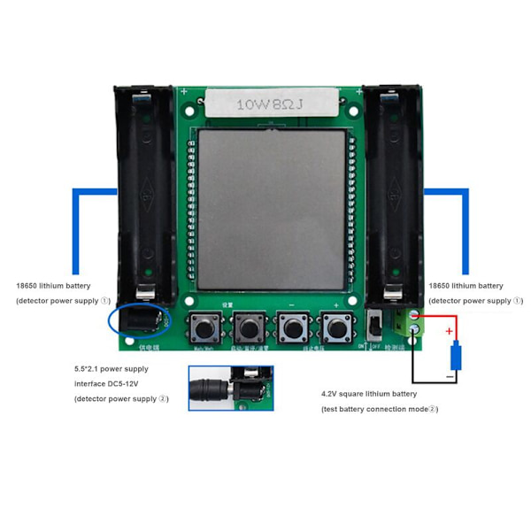 XH-M239 18650 Litiumbatteri Kapacitetstestare Modul med LCD-Skärm Hög Precision MaH/MwH Mätverktyg