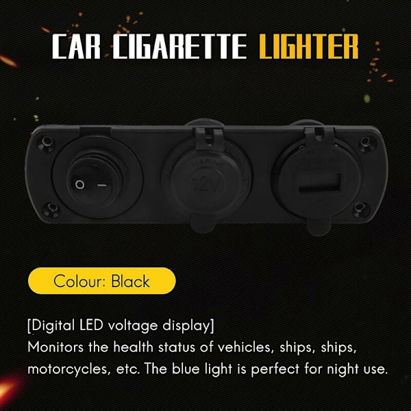 Dobbelt QC3.0 Tændrørstikfordeler, 250W Vandafvisende 12V Dobbelt USB-opladeradapter Stik, Med Al