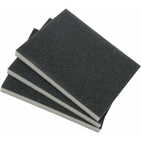 Set med 3 slipande svampar med fint, medium och grovt korn för trä och metall - slipppapper kan användas torrt och vått