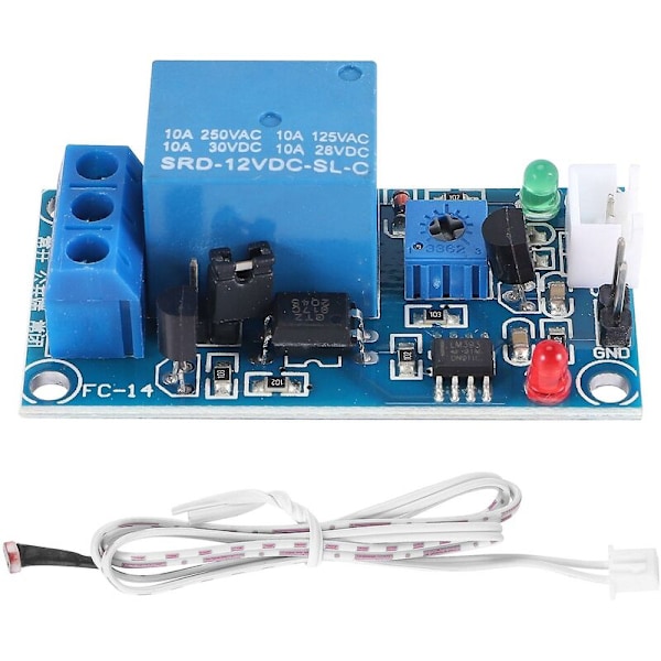 DC 12V Fotoelektrisk Brytare Sensor Relämodul 50mmx25mm Med 2 Kablar