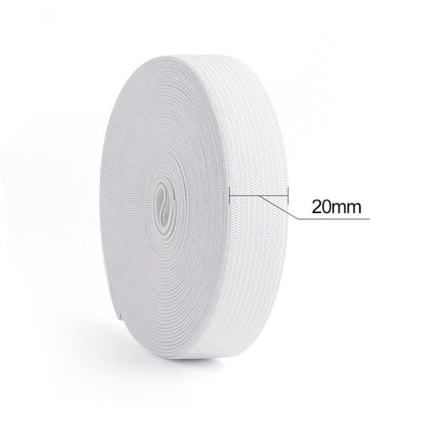 40M 3/4 Tommer Hvid Sytråd Elastisk Bånd Strik Spole Høj Elasticitet Webbing Materiale Høj Stræk til Håndværk