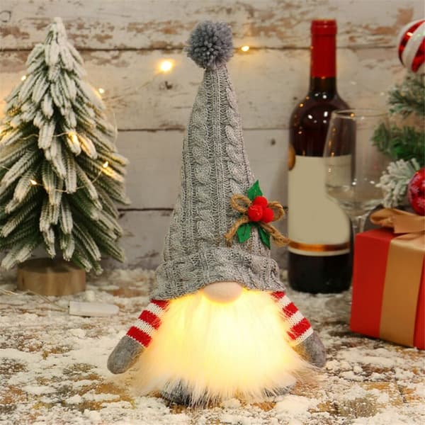 Gnome-docka med LED-ljus juldekoration för julgransprydnad julklappar Navidad Natal nyår - grå