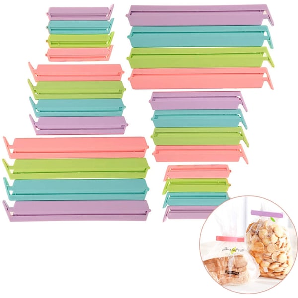 Veraing 24 Pakk Forseglingsklips, Pose Klips, Snackspose Forseglingsklips, Plast Matpose Forseglingsklips, Matvare Forseglingsklips (3 Størrelser)