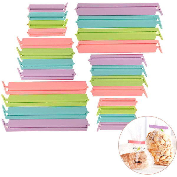Veraing 24 Pakning Forseglingsklemmer, Pose Klemmer, Snack Pose Forseglingsklemmer, Plastik Madpose Forseglingsklemmer, Købmand Forseglingsklemmer (3 Størrelser)