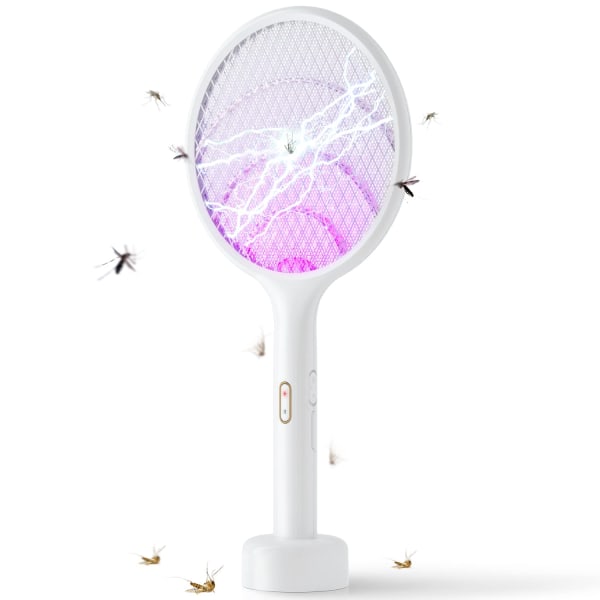 Sähköinen kärpäspyyhkäisy - Bug Killing Racket Dual Mode - Ladattava violetilla Mosquito Killer Light -valolla - Sopii kotitoimiston takapihan patiolle
