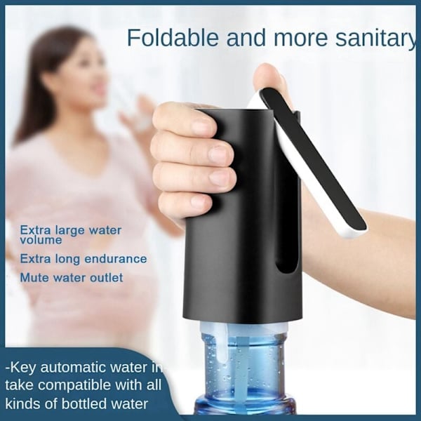 Foldbar Pumpe USB Opladning Automatisk Dispenser til Køkken Kontor Camping Elektrisk Dispenser Hvid