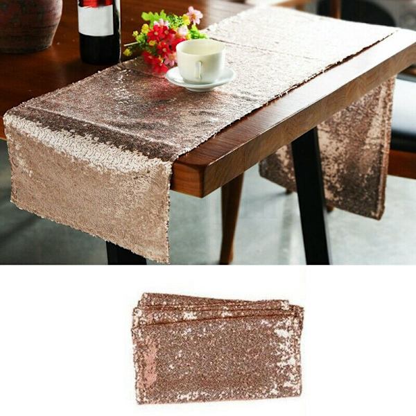 Banquet Rektangulær Borddækker Løb Sequin Dug Bord Flag Bryllup Fest Dekoration 12 Tommer X 72 Tommer