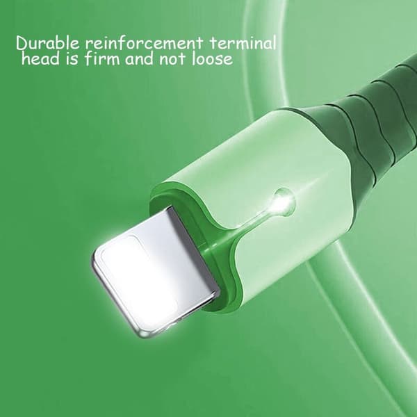 Datakaapeli, Oxygen Pure Copper Core Liquid Silicone -datakaapeli valolla iPhone12:lle (1,5 m, vihreä)