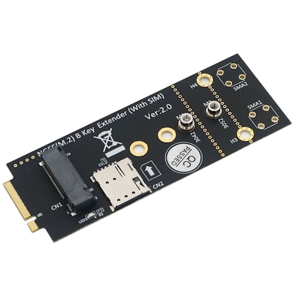 M.2(NGFF) Key B -sovitin SIM-paikalla 3G/4G/5G-moduulille, tukee NANO SIM -korttia ja 3042/3052 tyyppistä M.2 Key B -korttikokoa