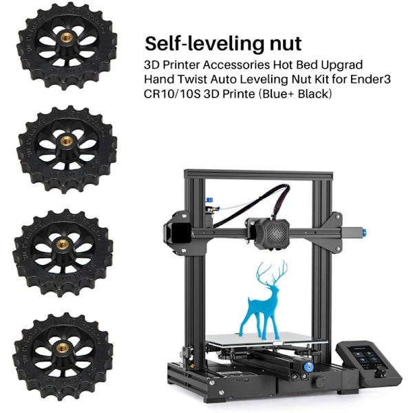 3D-skrivartillbehör Twist Main Auto Nivelleringsmutter Kit för Ender3 CR10 / 10S Hotend (Blå + Svart)