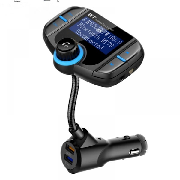 Bluetooth-lähetin autoon näytöllä, MP3-soittimen lähetyssovitin 2 USB-portilla, MP3 USB-avaimella