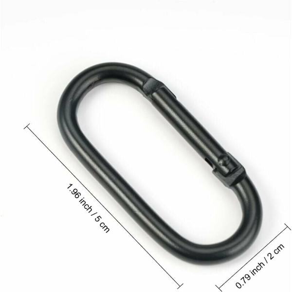 10 st Karbinhakar, 2cm5cm Små Svarta Karbinhakar, Mini Aluminium Karbinhakar Fjäderklämmande Nyckelringsklämmor, Karbinhakar för Säkring av Utrustning för Hemmet