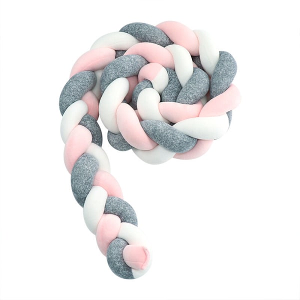Baby Crib Bumper - 3 Weave Baby Cushion Snake Braided Shockproof Velvet Protection Bed Bumper Nursery for Newborns Bed Room Decor with, Gray Pitted