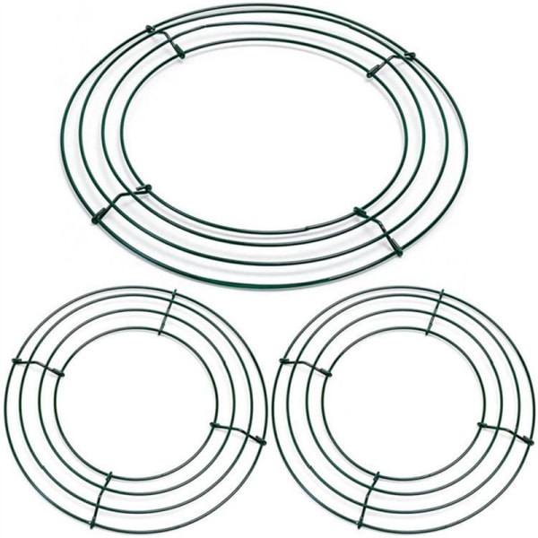 12 stk. mørkegrønne ståltrådskransringe ståltrådskransramme til jule- og valentinsdagsdekoration (10 tommer)