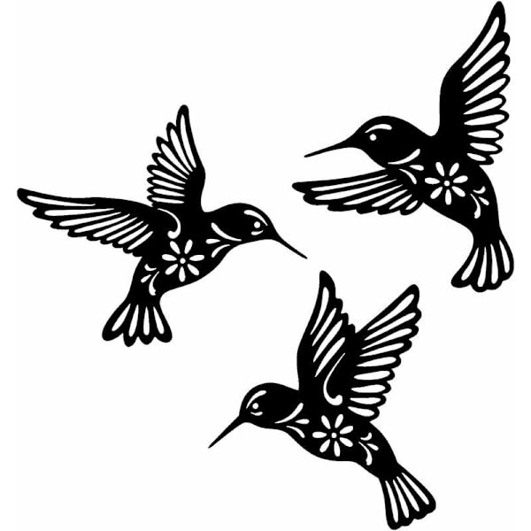 Musta metallilintu Kolibri seinäkoriste, 3 kappaletta 10,2 tuuman taottu rauta Kolibri seinäkoriste, Metallilintu seinätaide lintujen ystäville Olohuone