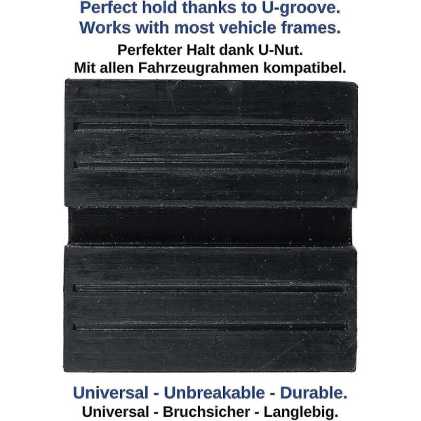 Betterlifefg-universal gummistøtte, kuboid, støtte 75x75x25 mm for alle biler opptil 3,5 tonn, sklisikker jekk for betjening av jekker--