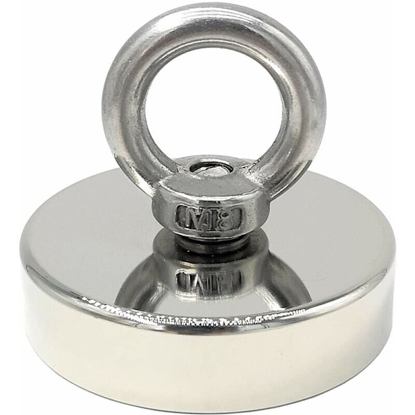 Lyftmagnet, neodymmagnet 140 kg styrka diameter 60 mm, magneter med kraftfulla lyftöglor för industri och vetenskap, magnetfiske