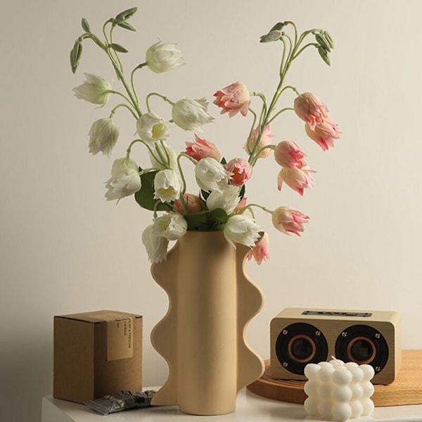 Nordisk geometrisk Morandi keramisk vas vardagsrum blomsterarrangemang torkad blomma dekoration färgglad konstvas, A