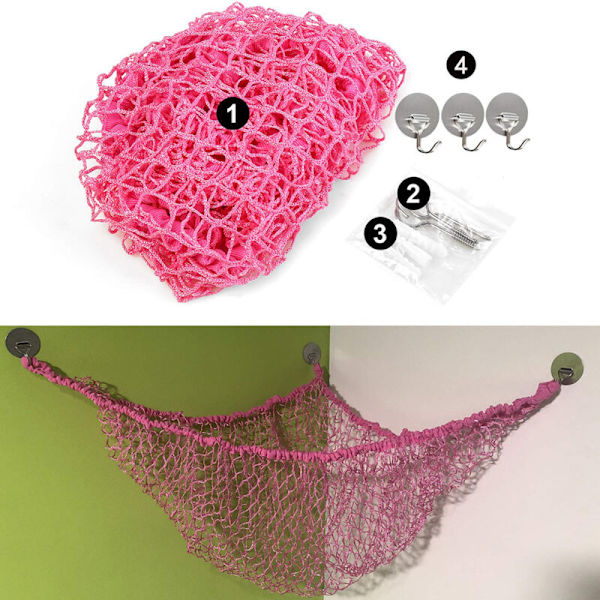 Pet Hammock Opbevaring Hammock til Fyldte Dyr og Legetøj Ekstra Stor Børns Mesh Legetøj (Pink)