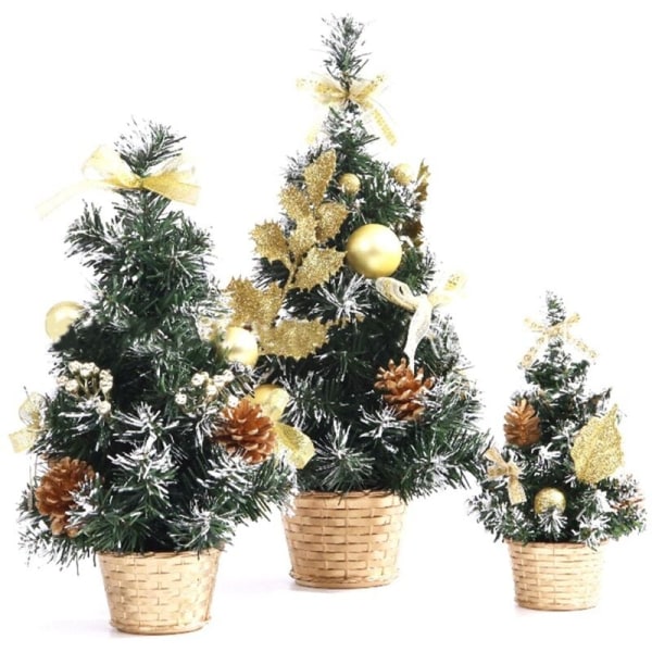 Mini Table Tree Home Christmas Office Decoration Party Ornament Family, Gold