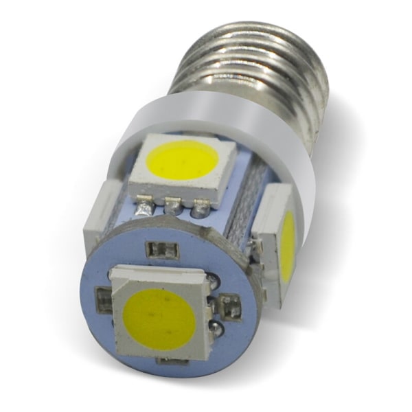 Pakke med 10 E10 9V Kald Hvit 5SMD 5W LED-pærer (Kald Hvit, 9V)