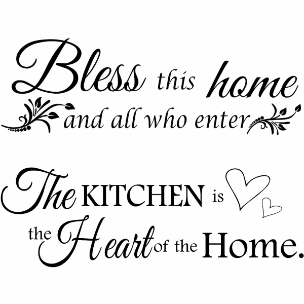 2 Välsigna detta hem kök väggdekor och konstnärlig matsal entré och vardagsrum väggdekor dekor, 12 x 35,4 tum