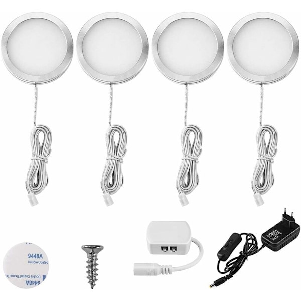 LED-skaplampe 4 stk. Oppladbare Under-skaplys Garderobelys Vegglampe for Skap Garderobe Kjøkken Inngang Utstilling Korridor Toalett Kald Hvit