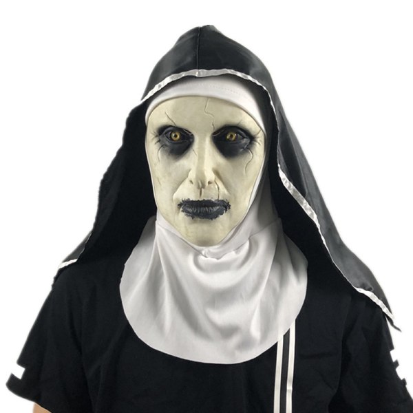 Nunna Mask Halloween Skräck Skrämmande Skrämmande Beam Kvinnligt Spökansikte Huvud Knepig Festrekvisita