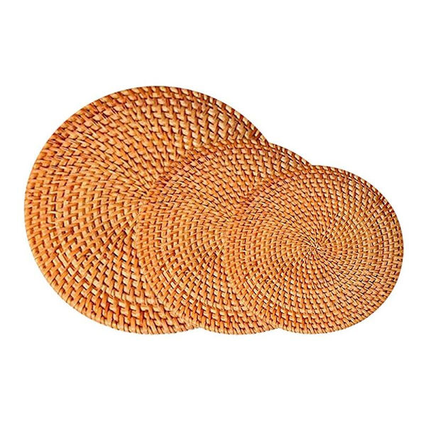 Pyöreät Rattan-kudotut Aluslautasliinat Aluslautasliinat Luonnollinen Lämpöä Kestävä Pöytäliinat Kudonta Keittiölle