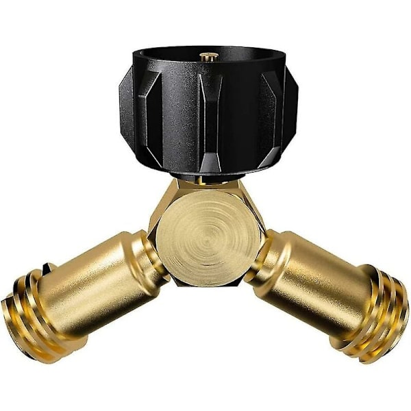 Propan Tank Y-splitter, Propan Adapter 2-veis Ventil For En 20lb LP Gassylinder Tilkobling Av 2 Apparater, Grill