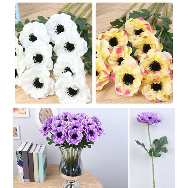 Simulering Silke Enstaka Huvud Dekoration Falska Blommor Bröllop Fest Bakgrund Rekvisita-C